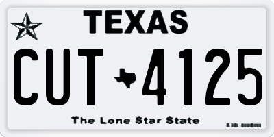 TX license plate CUT4125