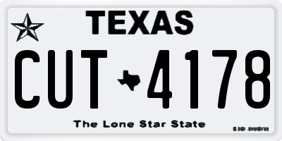 TX license plate CUT4178
