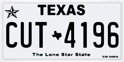 TX license plate CUT4196