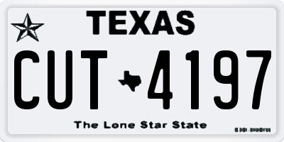 TX license plate CUT4197