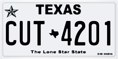 TX license plate CUT4201