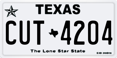 TX license plate CUT4204