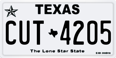 TX license plate CUT4205