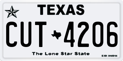 TX license plate CUT4206