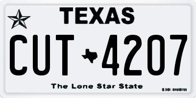 TX license plate CUT4207