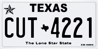 TX license plate CUT4221