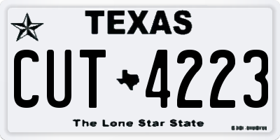 TX license plate CUT4223
