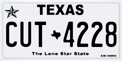TX license plate CUT4228
