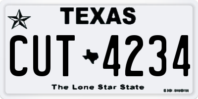 TX license plate CUT4234