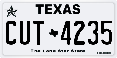 TX license plate CUT4235
