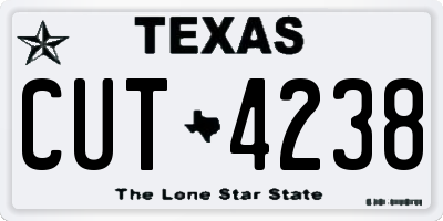 TX license plate CUT4238