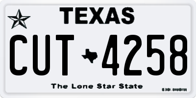 TX license plate CUT4258