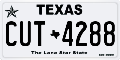 TX license plate CUT4288