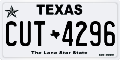 TX license plate CUT4296