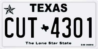 TX license plate CUT4301