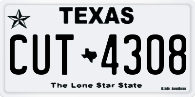 TX license plate CUT4308
