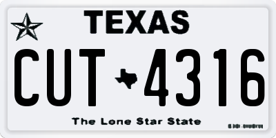 TX license plate CUT4316