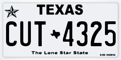 TX license plate CUT4325
