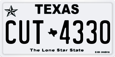 TX license plate CUT4330