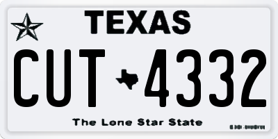 TX license plate CUT4332