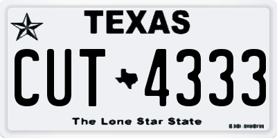 TX license plate CUT4333
