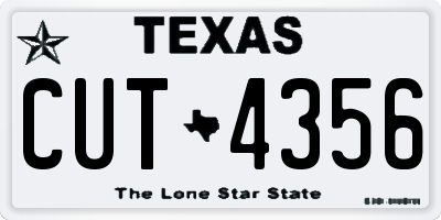 TX license plate CUT4356