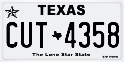 TX license plate CUT4358