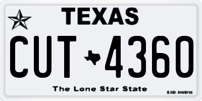 TX license plate CUT4360