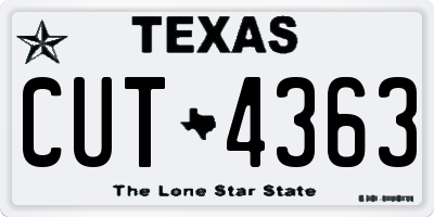 TX license plate CUT4363