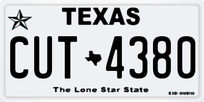 TX license plate CUT4380