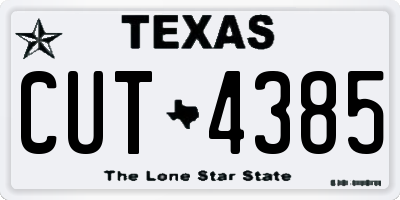 TX license plate CUT4385