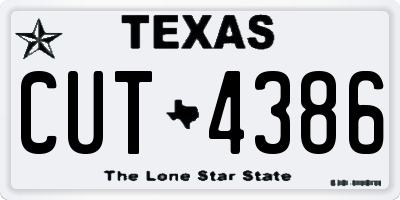 TX license plate CUT4386