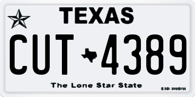 TX license plate CUT4389
