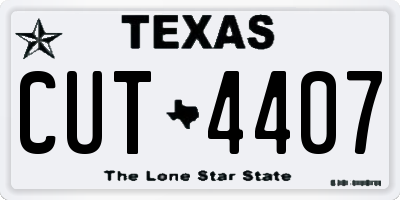 TX license plate CUT4407