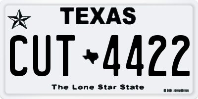 TX license plate CUT4422