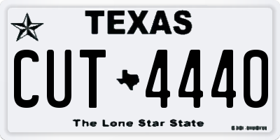 TX license plate CUT4440