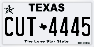 TX license plate CUT4445