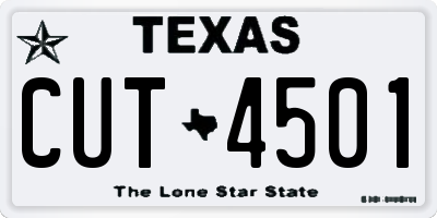 TX license plate CUT4501
