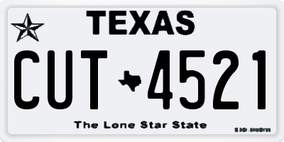 TX license plate CUT4521