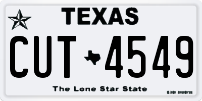 TX license plate CUT4549