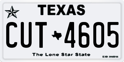 TX license plate CUT4605