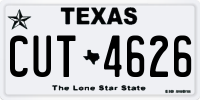 TX license plate CUT4626