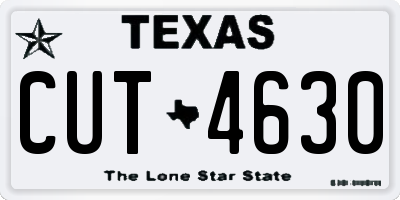 TX license plate CUT4630