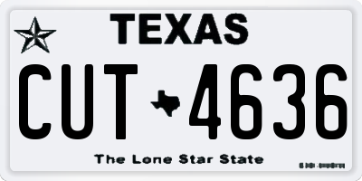 TX license plate CUT4636