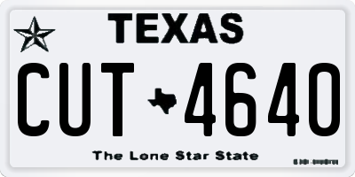 TX license plate CUT4640