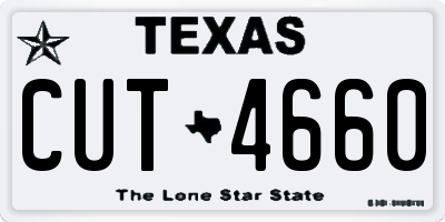 TX license plate CUT4660