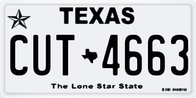 TX license plate CUT4663