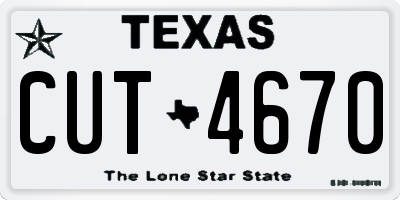 TX license plate CUT4670
