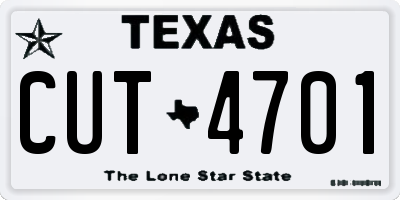 TX license plate CUT4701