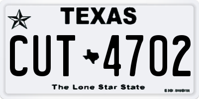 TX license plate CUT4702